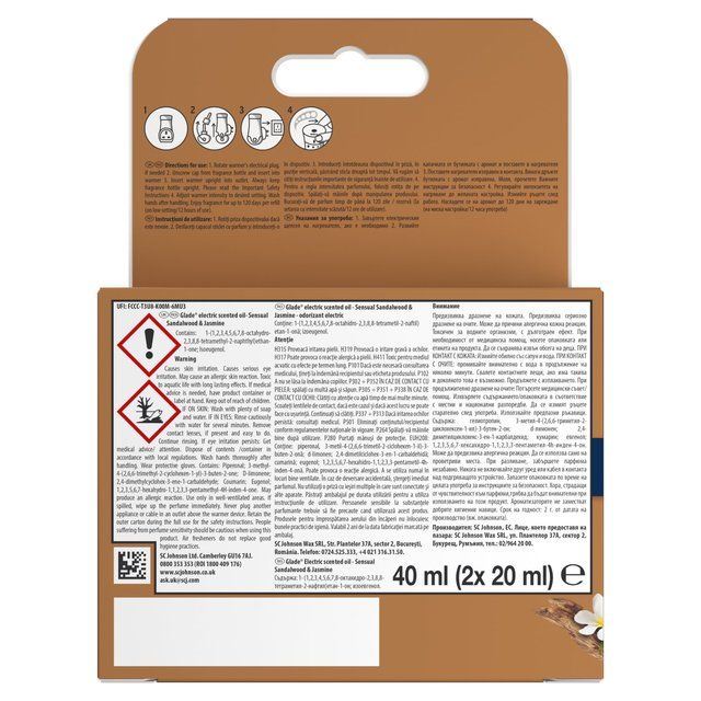 Glade Plug In Twin Refill Electric Scented Oil Bali Sandalwood 2 x 20ml