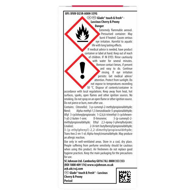 Glade Touch & Fresh Refill Cherry & Peony Air Freshener 10ml