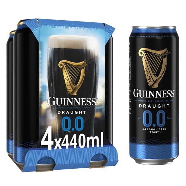 Guinness Draught 0.0% Alcohol Free Stout 4 x 440ml