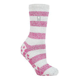 Heat Holders Ladies Winter Thermal Slipper Socks 4-8 UK Light Grey/ Berry (Seville) / 1EA