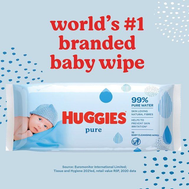 Huggies Pure 99% Water Baby Wipes Multipack 4 x 56 per pack