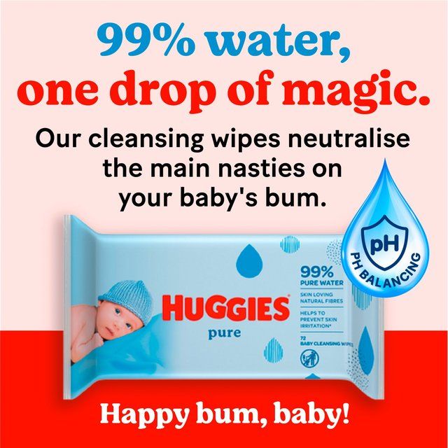 Huggies Pure 99% Water Baby Wipes Multipack 4 x 56 per pack