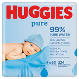 Huggies Pure 99% Water Baby Wipes Multipack 4 x 56 per pack