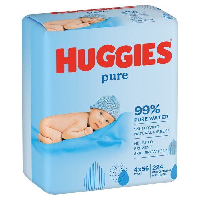 Huggies Pure 99% Water Baby Wipes Multipack 4 x 56 per pack