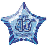 Unique Party Happy 40th Birthday Star Foil Balloon
