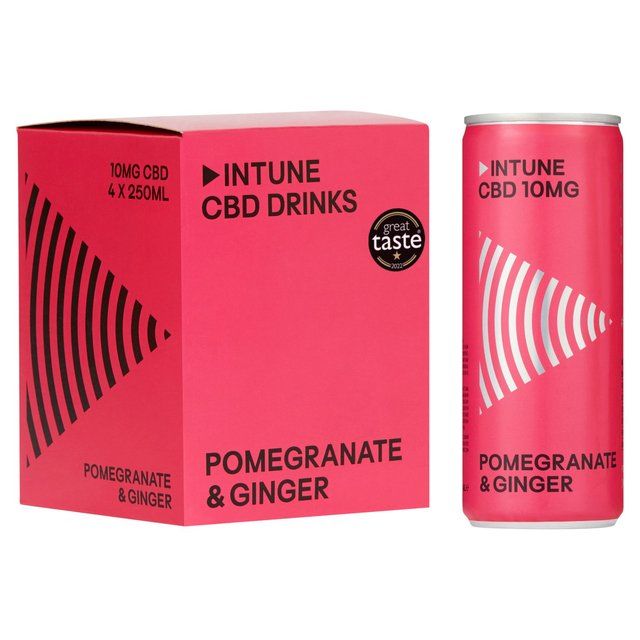 INTUNE Pomegranate & Ginger Sparkling CBD Drink 4 x 250ml