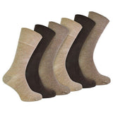 IOMI 6 Pairs Mens Seamless Diabetic Bamboo Socks 6-11 UK Brown / 6EA