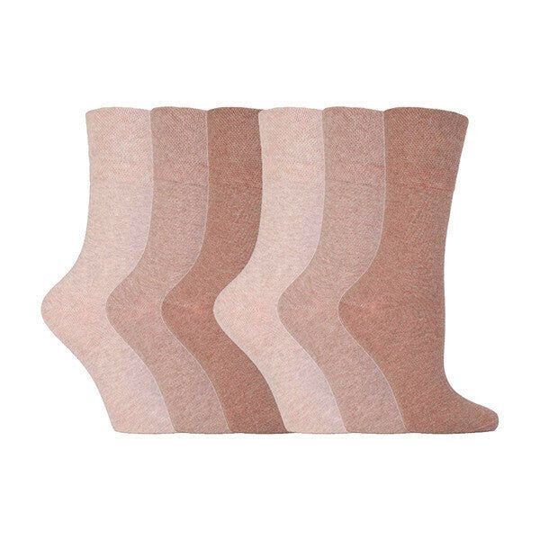 IOMI Ladies 6 Pairs Non Elastic Diabetic Socks 4-8 UK Beige / 6EA