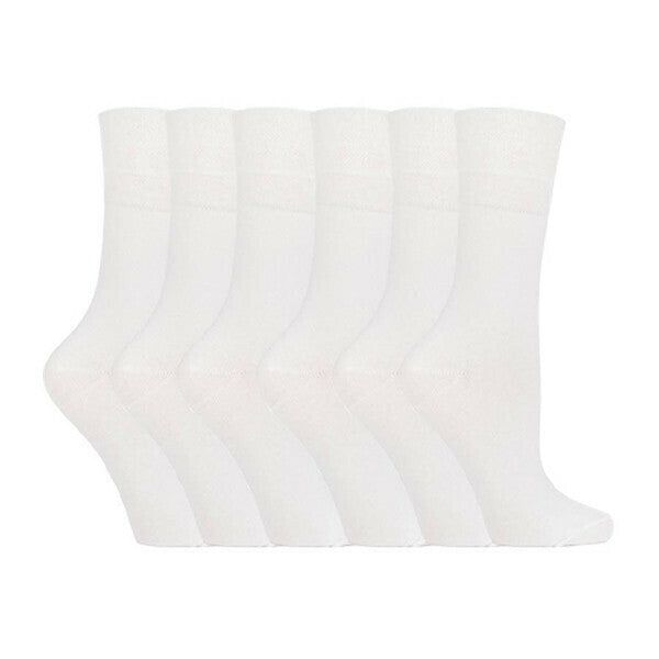 IOMI Ladies 6 Pairs Non Elastic Diabetic Socks 4-8 UK White / 6EA