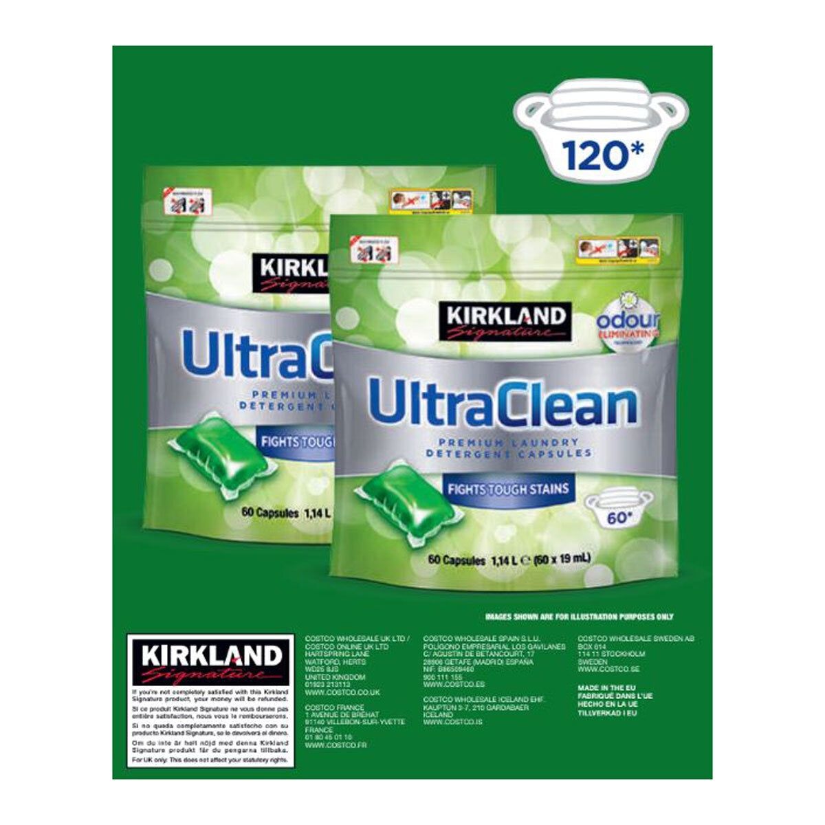 Kirkland Signature Ultra Clean Laundry Bio Detergent, 2 x 60 Pack