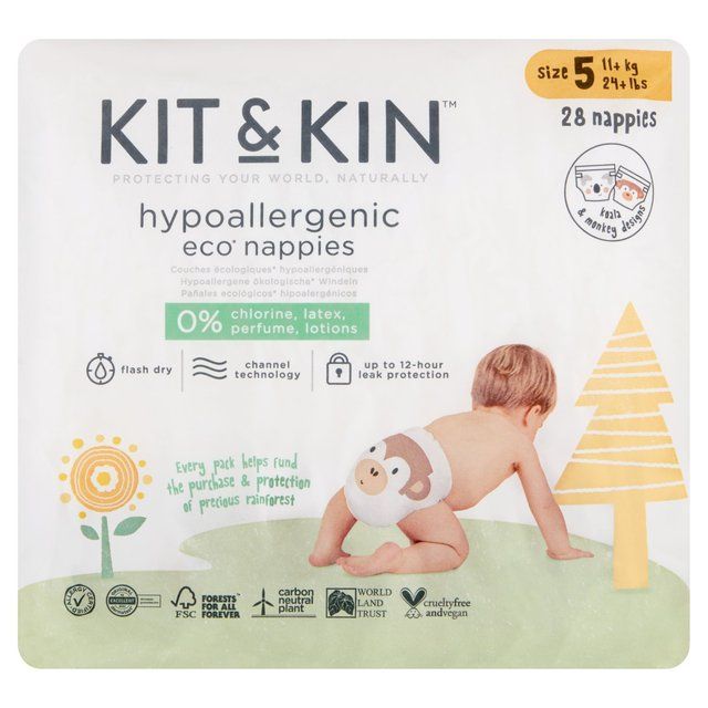 Kit & Kin Eco Nappies Size 5 (11kg+) 28 per pack