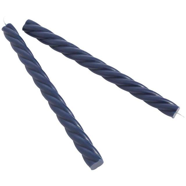 M&S Collection Set of 2 Twisted Dinner Candles Navy 2 per pack