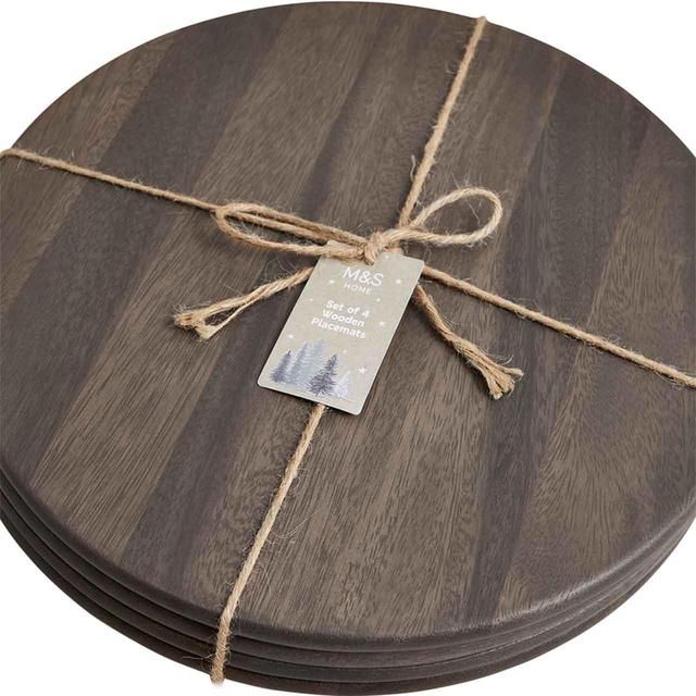 M&S Set of 4 Wooden Placemats Natural 4 per pack