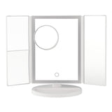 Livingandhome Tri-Fold Vanity Mirror with LED Lights White