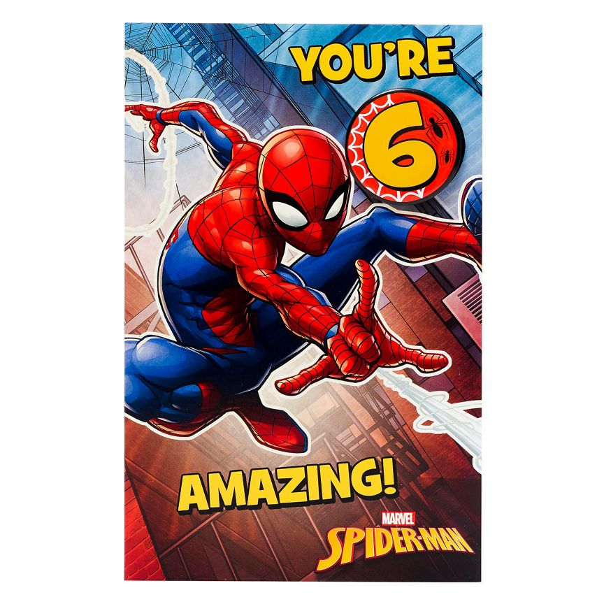 Marvel Spider-man You're 6 Birthday Card