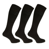 Mens 100% Cotton Ribbed Knee Socks (Pack Of 3) (UK 6-11) Black / 1EA
