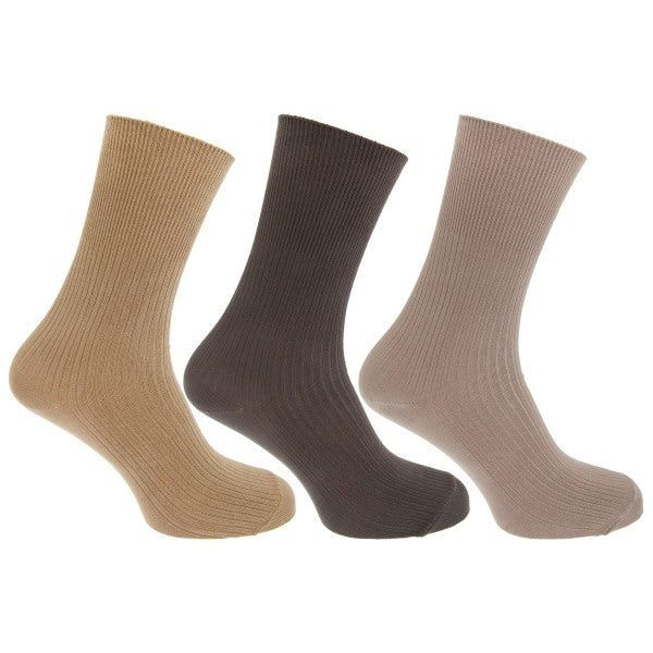 Mens Bamboo Viscose Socks (Pack Of 3) (UK Shoe 6-11) Cream/Beige/Brown / 1EA