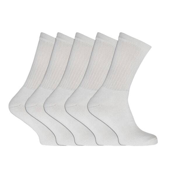 Mens Plain Sports Socks (Pack Of 5) (UK 6-11 EURO 39-46) White / 0.28EA