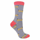 Miss Sparrow Ladies Dog Design Bamboo Socks 4-7 UK Sausage Dog (Grey) / 1EA