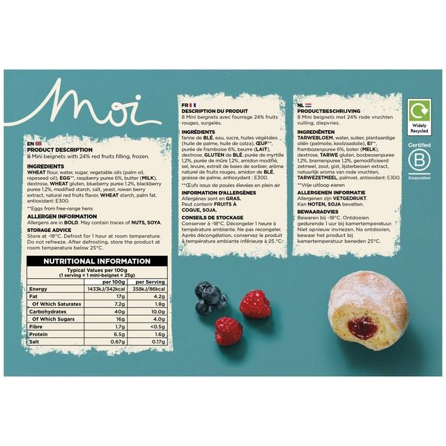 MOI Red Fruits filled Mini Beignets 8 per pack