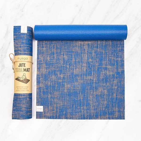 Myga Jute Mat - Black Royal Blue