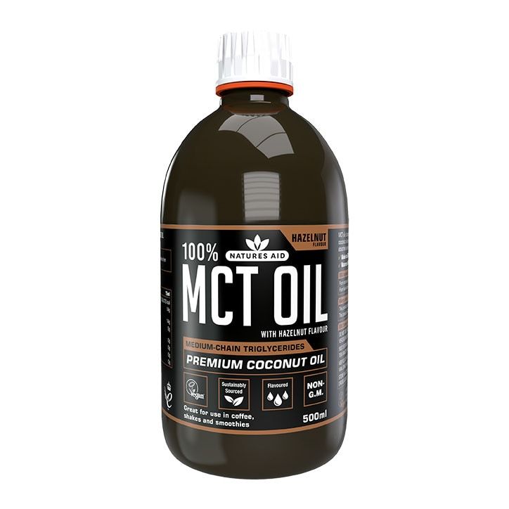 Natures Aid Medium Chain Triglycerides (MCT) Oil with Caramel Flavour 500ml Hazelnut
