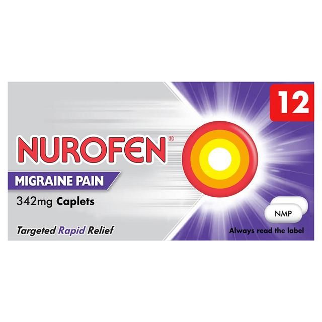 Nurofen Migraine Pain Relief Ibuprofen 342mg Caplets 12 per pack