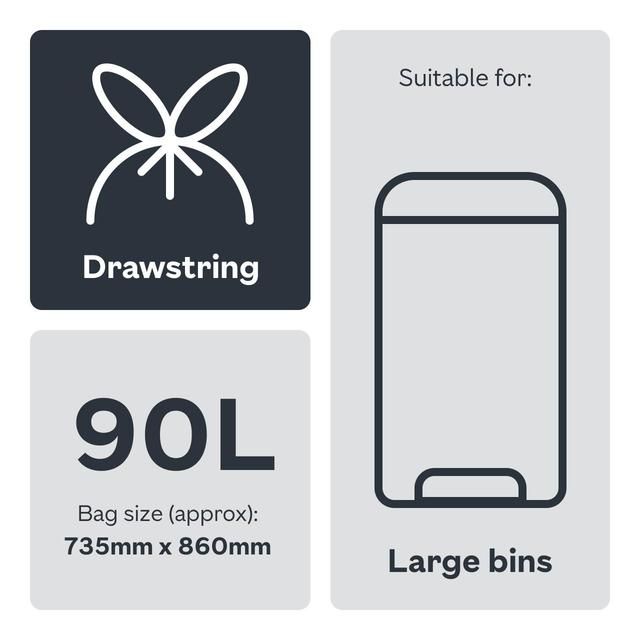 Ocado Large Black Drawstring Refuse Sacks 15 per pack