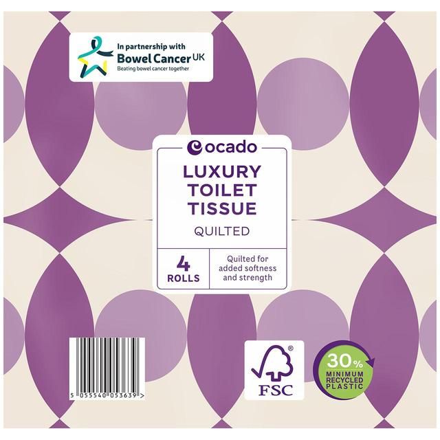 Ocado Luxury Quilted Toilet Tissue 4 per pack