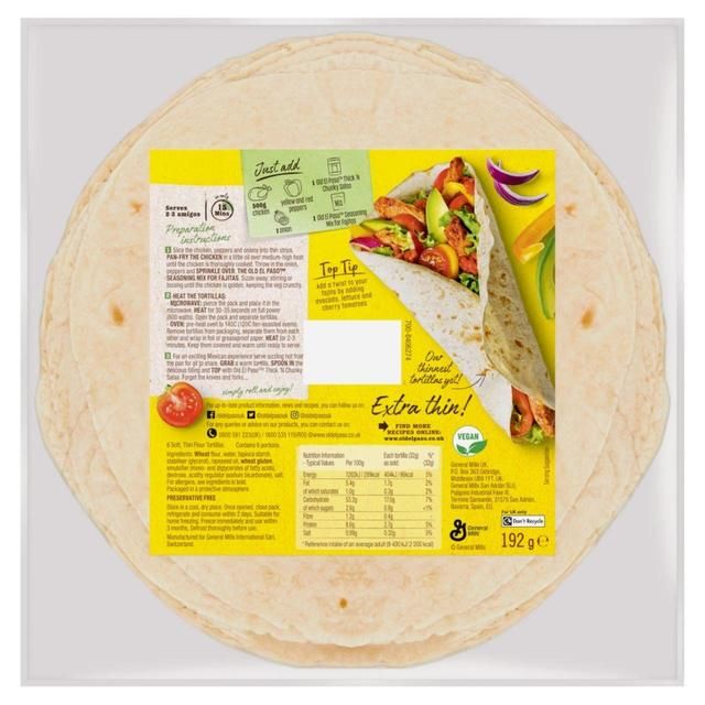Old El Paso Large Extra Thin Tortilla Wraps 6 per pack