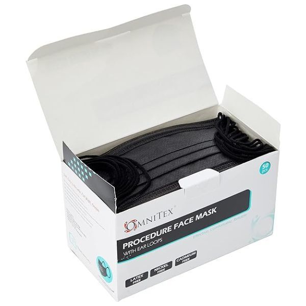Omnitex Type IIR Disposable Surgical Face Mask, Black (50pk)