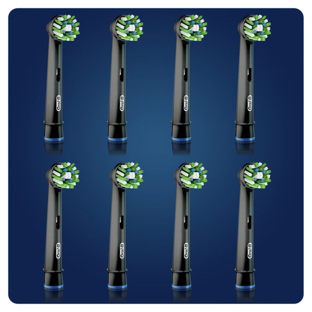 Oral B Crossaction Toothbrush Heads Black 8 per pack