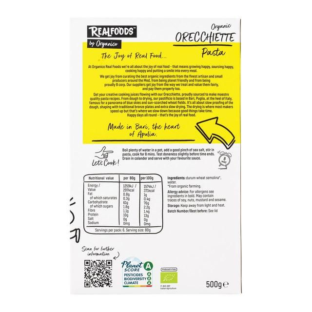 Organico Orecchiette Pasta 500g