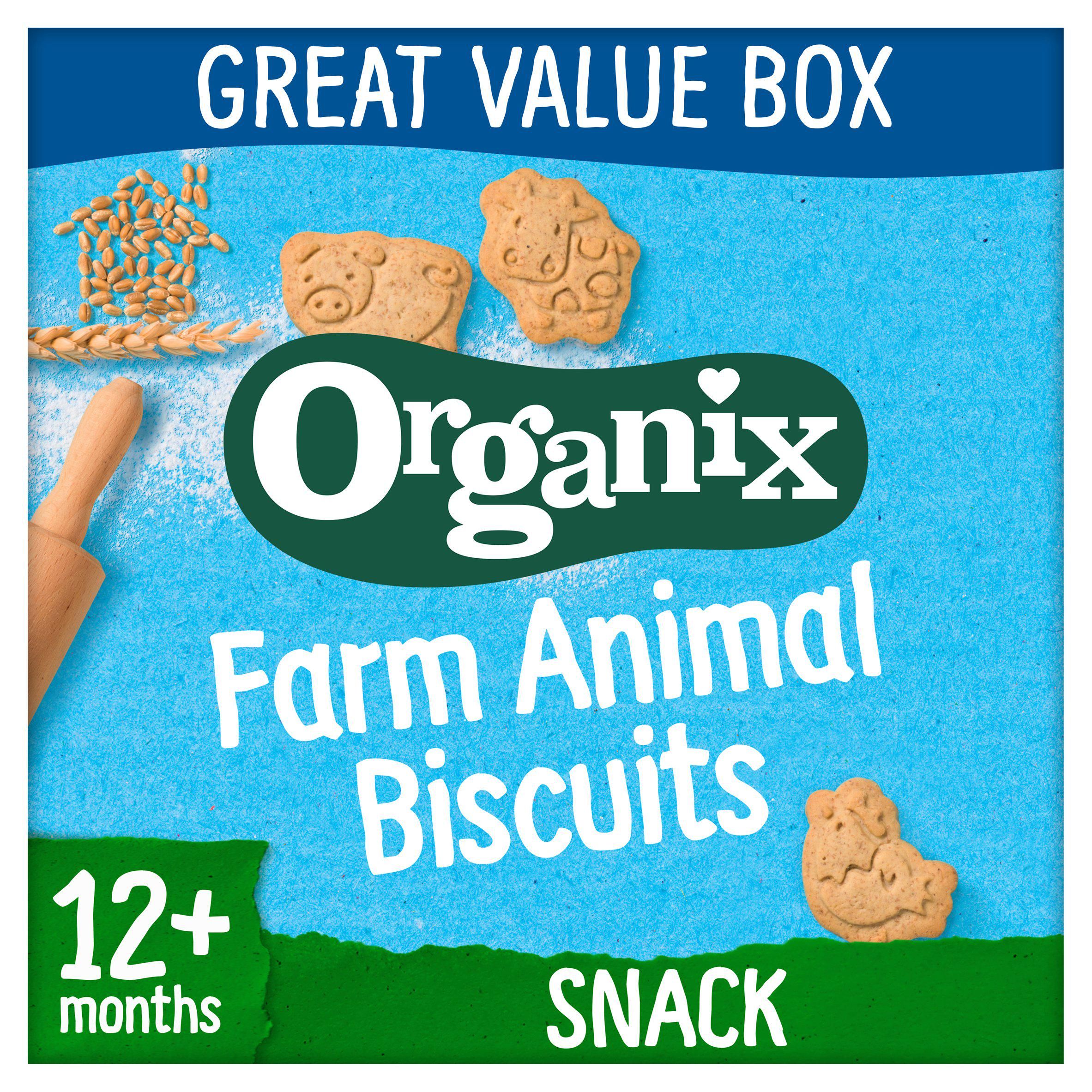 Organix Farm Animal Biscuits Toddler Snacks 12 months+ 100g