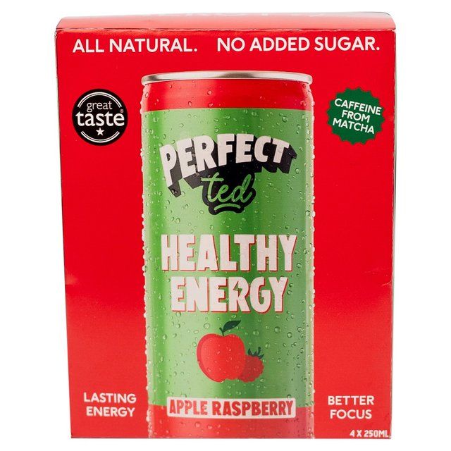 PerfectTed Natural Energy Apple Raspberry 4 pack 4 x 250ml