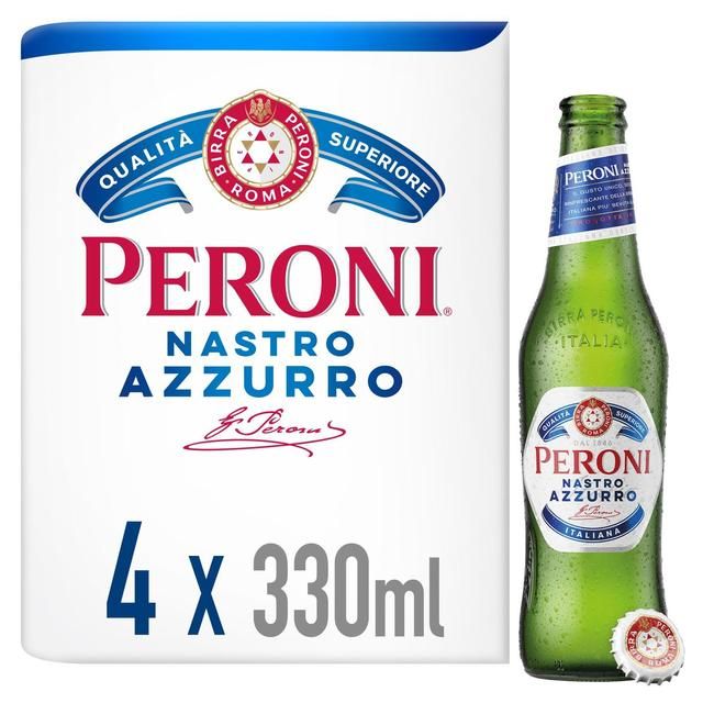 Peroni Nastro Azzurro Beer Lager Bottles 4 x 330ml