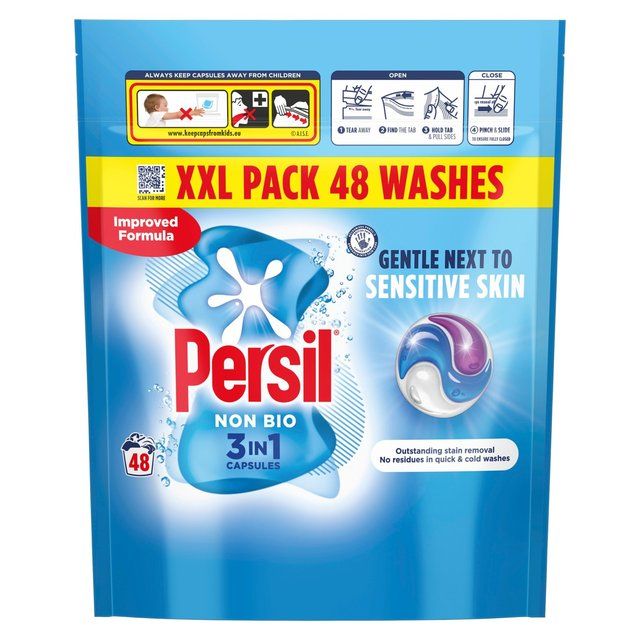 Persil Non Bio 3 in 1 Laundry Washing Detergent Capsules 48 Washes 48 per pack