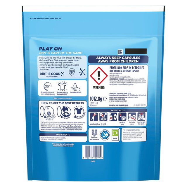 Persil Non Bio 3 in 1 Laundry Washing Detergent Capsules 48 Washes 48 per pack