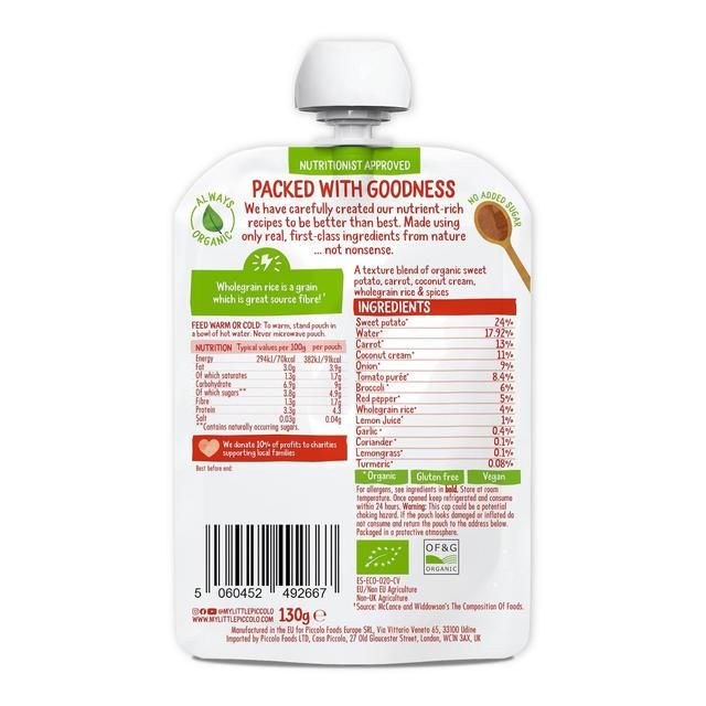 Piccolo Organic Vegetable Red Thai Curry Stage 2 130g