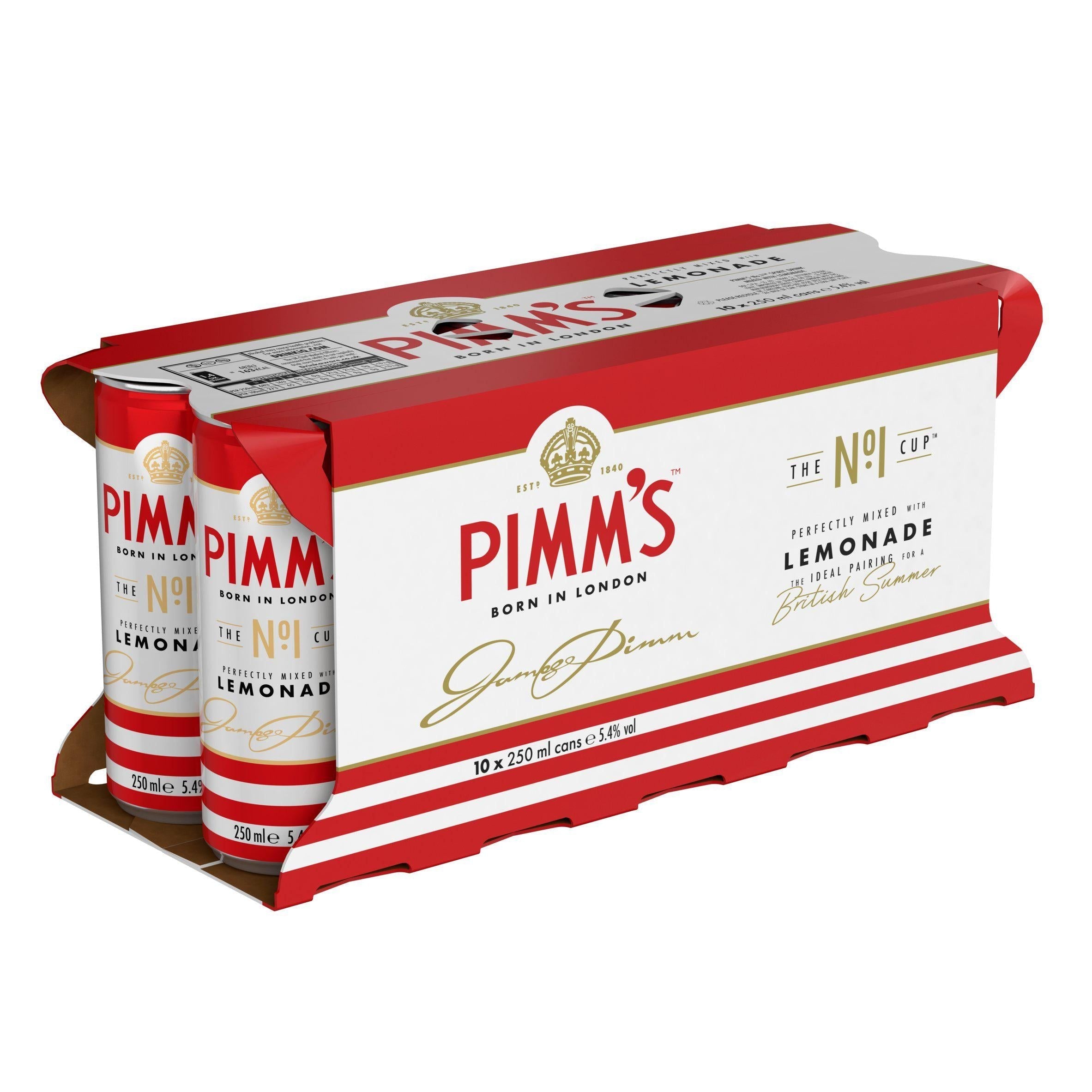 Pimm's Cup & Lemonade Premix Liqueurs Ready to Drink 10x250ml