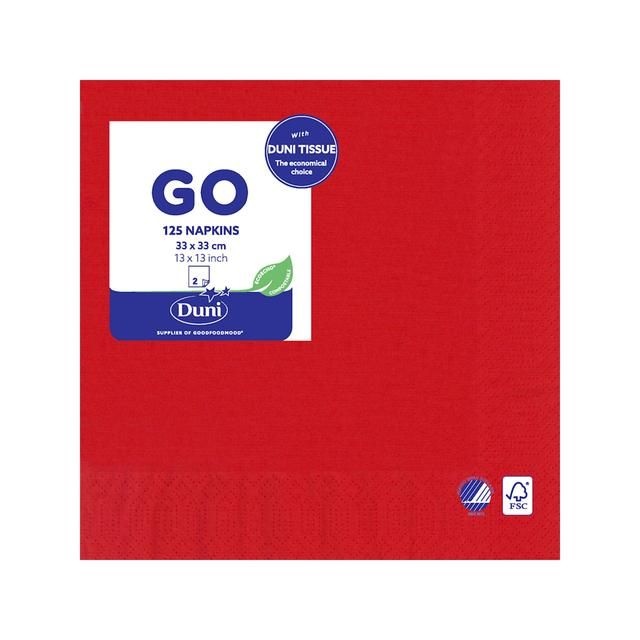 Red Compostable 2 Ply Paper Napkins 125 per pack