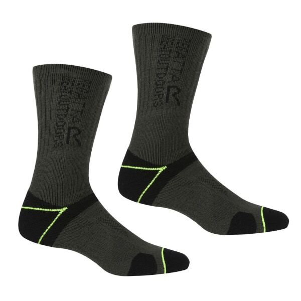 Regatta Mens Blister Protection II Socks (Pack of 2) (6-8) Black/Electric Lime / 420.0EA