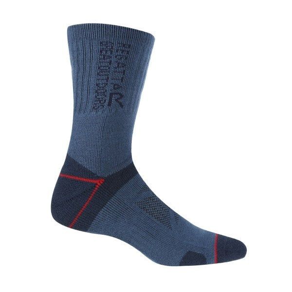 Regatta Mens Blister Protection II Socks (Pack of 2) (6-8) Dark Denim/Dark Red / 0.42EA