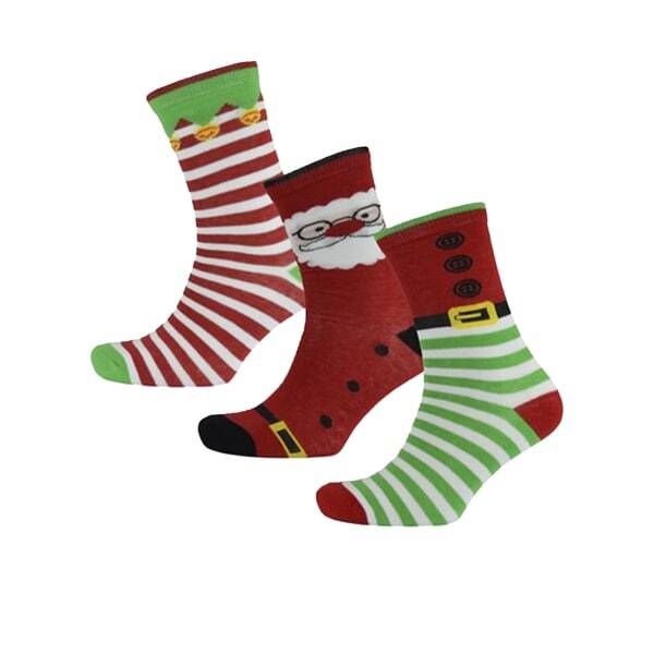 RJM Womens Christmas Socks (Pack Of 3) (4-8) Elf/Santa/Elf / 1EA