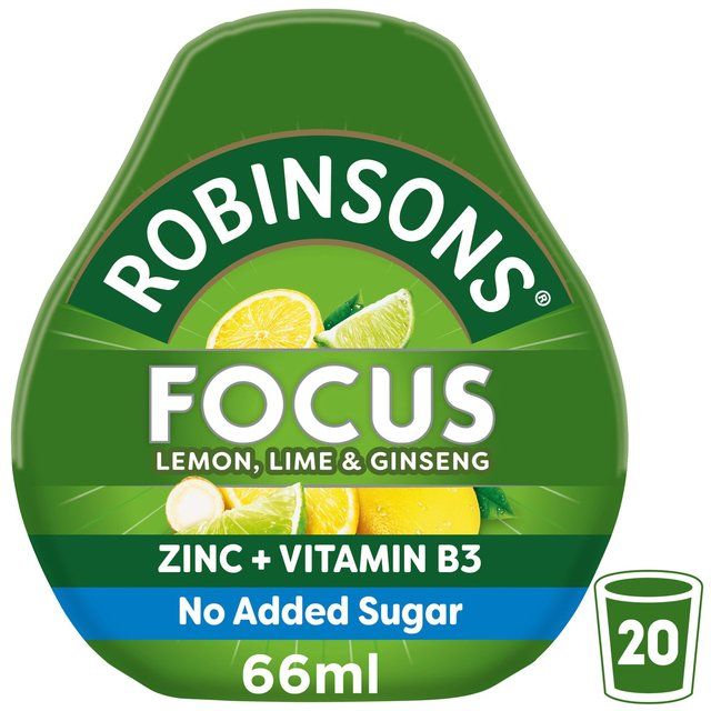 Robinsons Mini Focus Lemon Lime & Ginseng No Added Sugar Squash 66ml