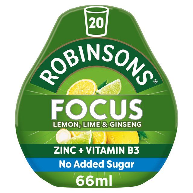 Robinsons Mini Focus Lemon Lime & Ginseng No Added Sugar Squash 66ml