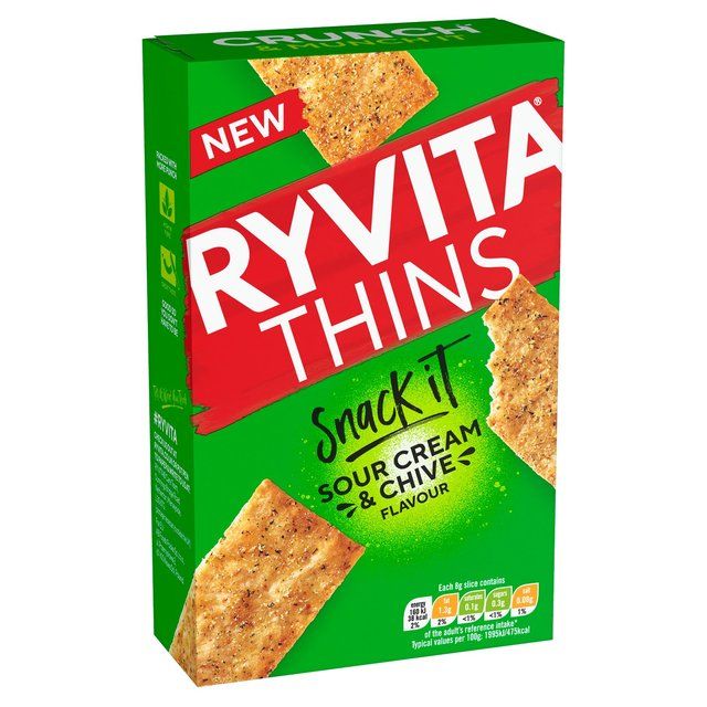 Ryvita Snack It Thins Sour Cream and Chive Flatbread Snacks 125g