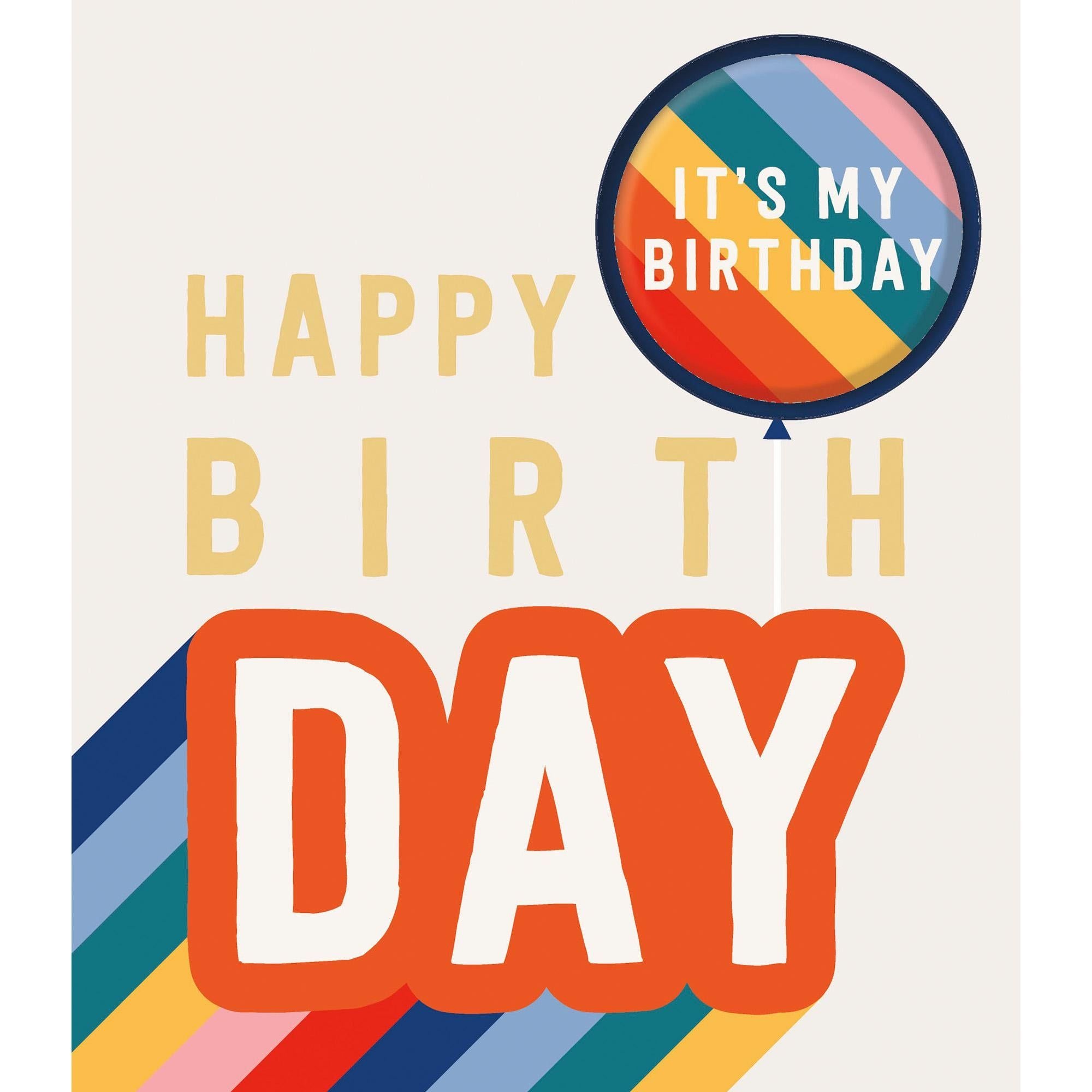 Sainsbury's Happy Birthday Card With Colourful Detachable Badge Greeting Card