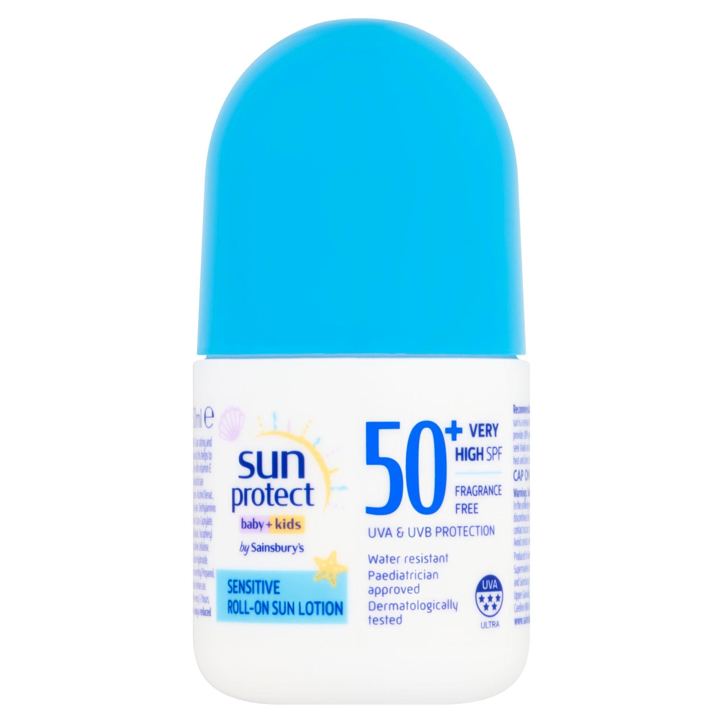 Sainsbury's Sun Protect Baby + Kids 50 + Very High SPF Sensitive Roll On Sun Lotion 50ml