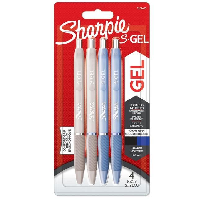 Sharpie S-Gel Gel Pens 0.7mm Black & Blue 4 per pack